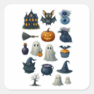 Niedliches Halloween-Aufkleber Quadratischer Aufkleber