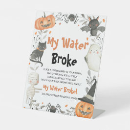 Niedliches Halloween Baby Dusche Mein Wasser Broke Sockelschild