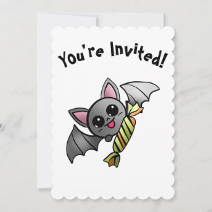 Niedliches Halloween-Bat mit Candy-Party Einladung