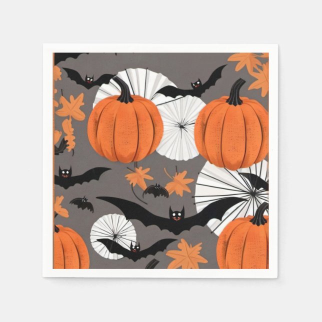 Niedliches Halloween-Bat & Pumpkin-Party Serviette (Vorderseite)