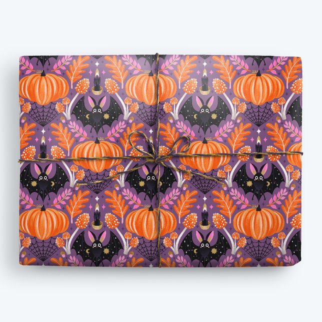 Niedliches Halloween-Bat und Pumpkin Geschenkpapier (Von Creator hochgeladen)