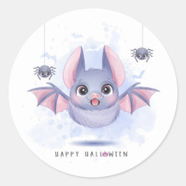 Niedliches Halloween-Bat und Spinnen Runder Aufkleber