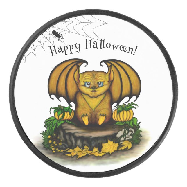 Niedliches Halloween-Becken Eishockey Puck (Vorderseite)