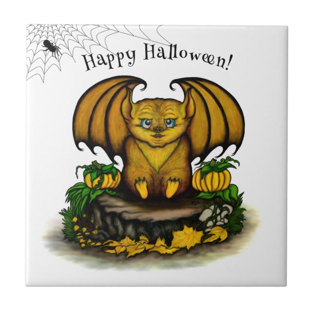 Niedliches Halloween-Becken Fliese (Vorderseite)