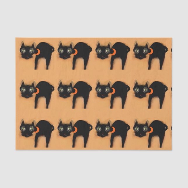 Niedliches Halloween Black Cats Tissue Paper Seidenpapier (Vorderseite)