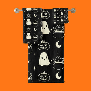 Niedliches Halloween-Boo-Ghost-Muster Badhandtuch Set