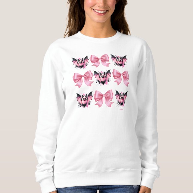 Niedliches Halloween-Bows & Bats-Coquette Sweatshirt (Vorderseite)