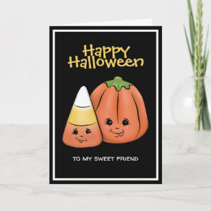 Niedliches Halloween-Candy Corn & Pumpkin  Karte