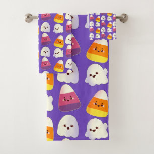 Niedliches Halloween-Candy und Ghost-Muster Badhandtuch Set