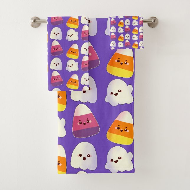 Niedliches Halloween-Candy und Ghost-Muster Badhandtuch Set (Insitu)