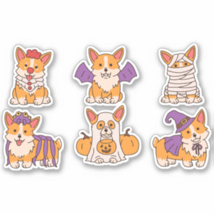 NIEDLICHES HALLOWEEN CORGI-SET AUFKLEBER
