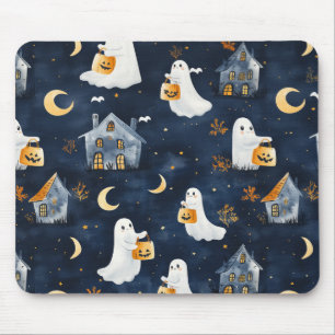 Niedliches Halloween-Design mit Gespenstern und Kü Mousepad