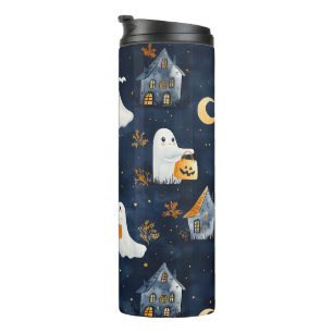 Niedliches Halloween-Design mit Gespenstern und Kü Thermosbecher