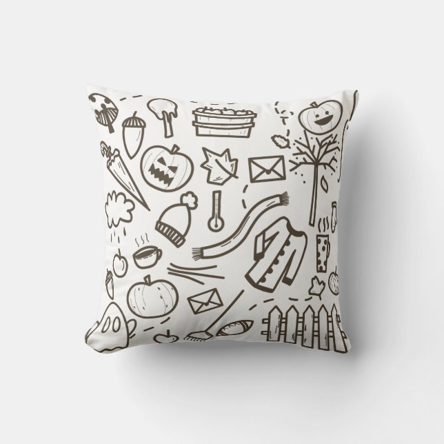 Niedliches Halloween Doodle Seamless Pattern, Hall Kissen (Vorderseite)