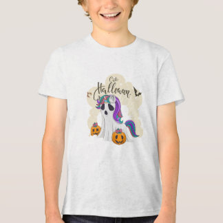 Niedliches Halloween-Einhorn mit Kürbiskindern Tri-Blend Shirt