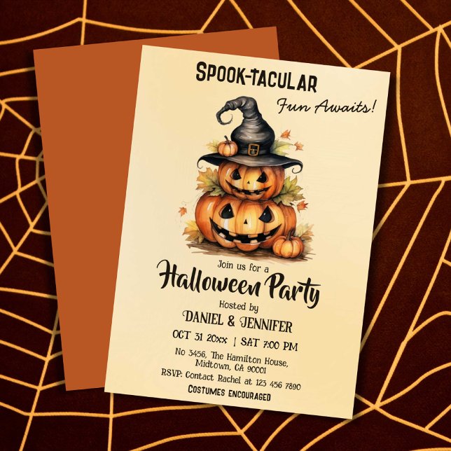 Niedliches Halloween Einladung (Front/Back )