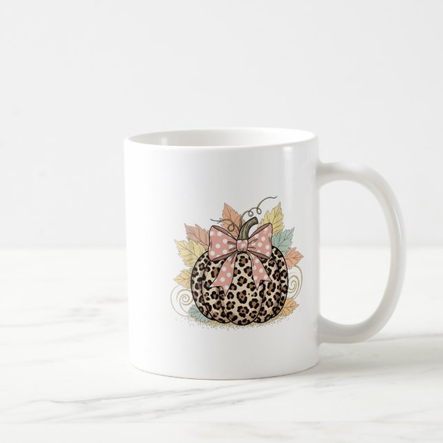 Niedliches Halloween Fall Pumpkin Shirt Women Leop Kaffeetasse (Rechts)