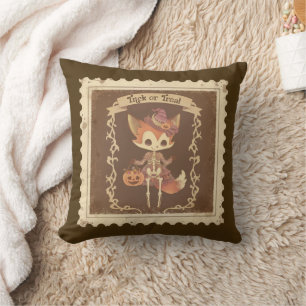 Niedliches Halloween Fox Skeleton Kissen