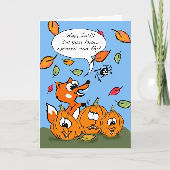 Niedliches Halloween für Kinder mit Fuchs und Spio Karte (Vorderseite)