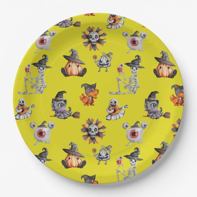 Niedliches Halloween-Gesamtdesign Pappteller (Vorderseite)