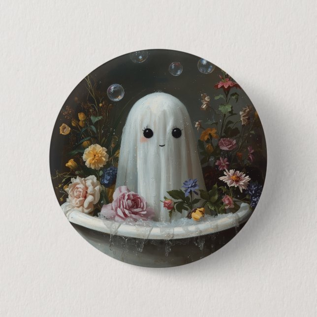 Niedliches Halloween-Ghost Button (Vorderseite)