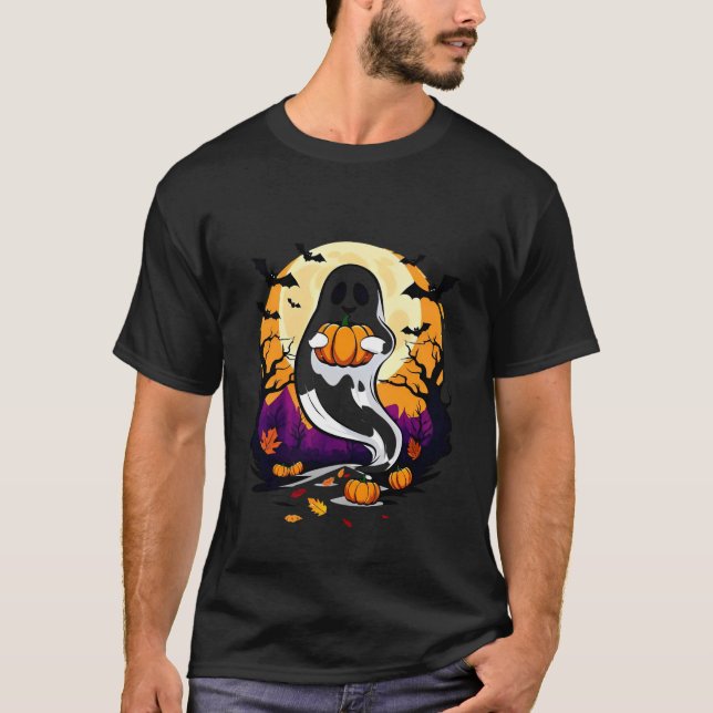 Niedliches Halloween Ghost-Cartoon-Design T-Shirt (Vorderseite)