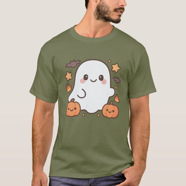Niedliches Halloween-Ghost-Clipart, Spaß und Niedl T-Shirt (Vorderseite)