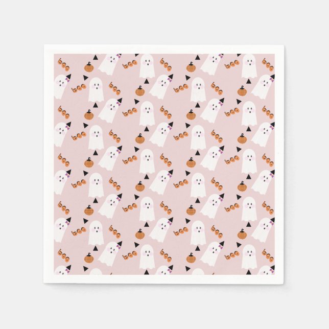 Niedliches Halloween Ghost Ghoul Orange Confetti P Serviette (Vorderseite)