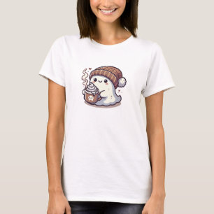Niedliches Halloween Ghost in Herbst Beanie & Hot T-Shirt