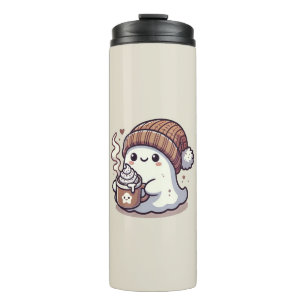 Niedliches Halloween Ghost in Herbst Beanie & Hot Thermosbecher