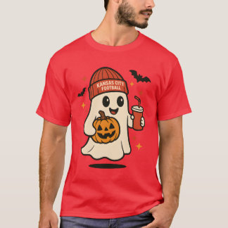 Niedliches Halloween Ghost KANSAS CITY FOOTBALL mi T-Shirt