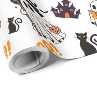 Niedliches Halloween Ghost Pattern - Spooky Black  Geschenkpapier