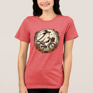 Niedliches Halloween Ghost Reitrad Tri-Blend Shirt