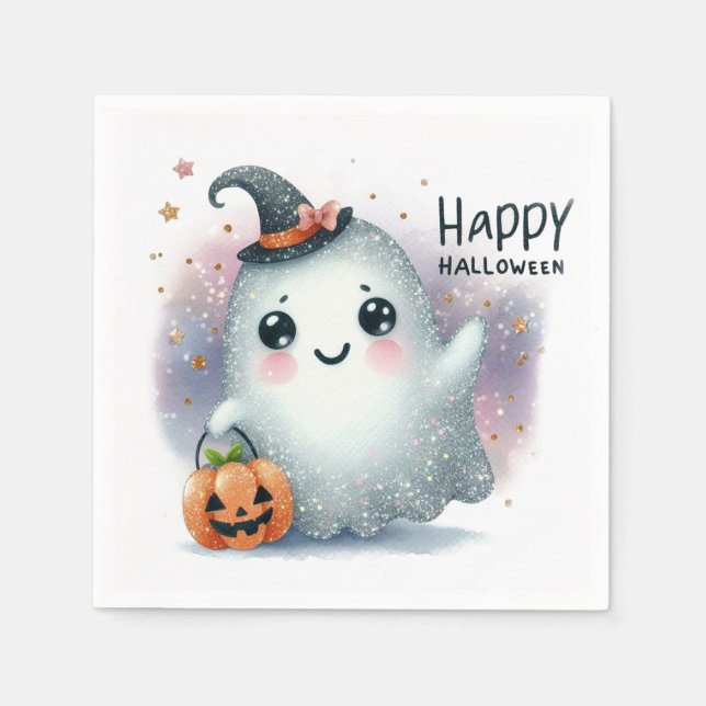 Niedliches Halloween-Ghost Serviette (Vorderseite)
