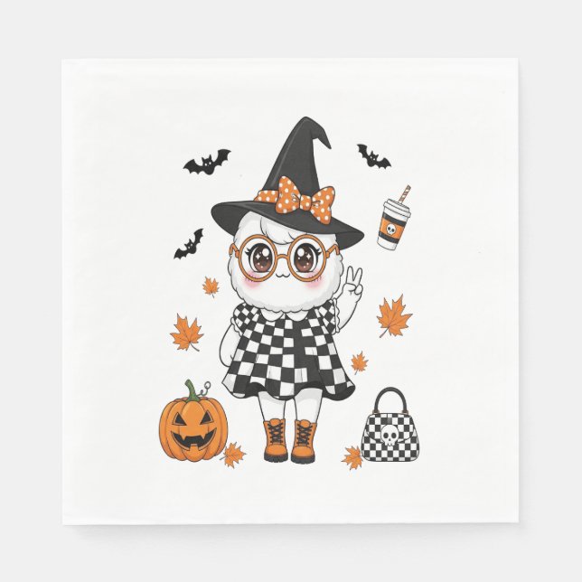 Niedliches Halloween-Ghost Serviette (Vorderseite)