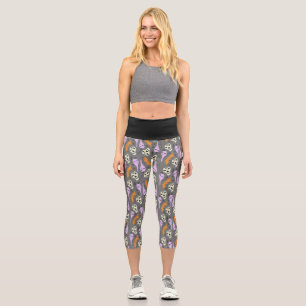 Niedliches Halloween Ghost Skull Bat Pattern Yoga Capri Leggings
