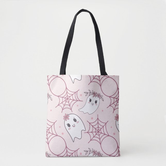 Niedliches Halloween Ghost & Spiderweb Muster (2) (Vorderseite)