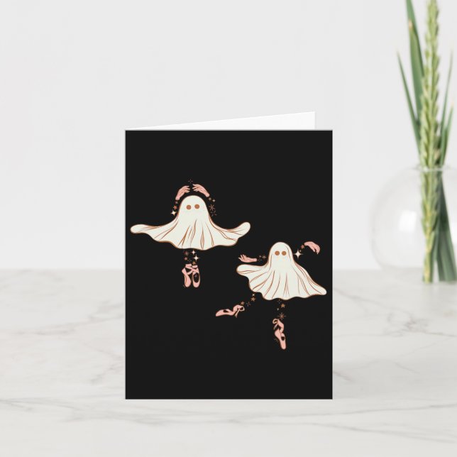 Niedliches Halloween Ghost Tancing Ballerina Karte (Vorderseite)