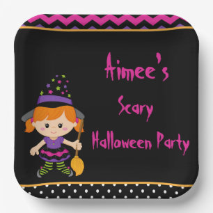 Niedliches Halloween-Girl-Halloween-Party Pappteller