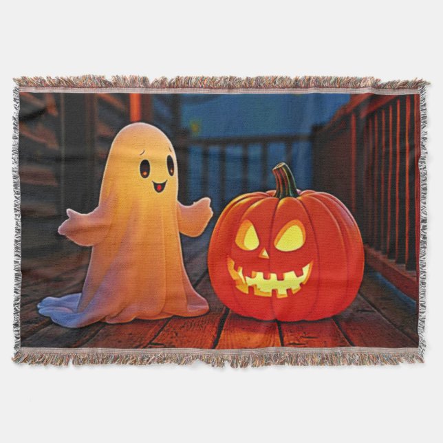 Niedliches Halloween-Glühdesign Decke (Vorderseite)