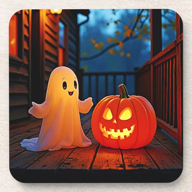 Niedliches Halloween-Glühdesign Getränkeuntersetzer (Vorderseite)