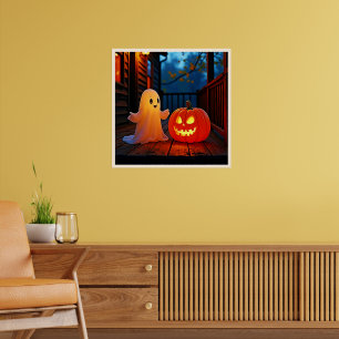 Niedliches Halloween-Glühdesign Poster