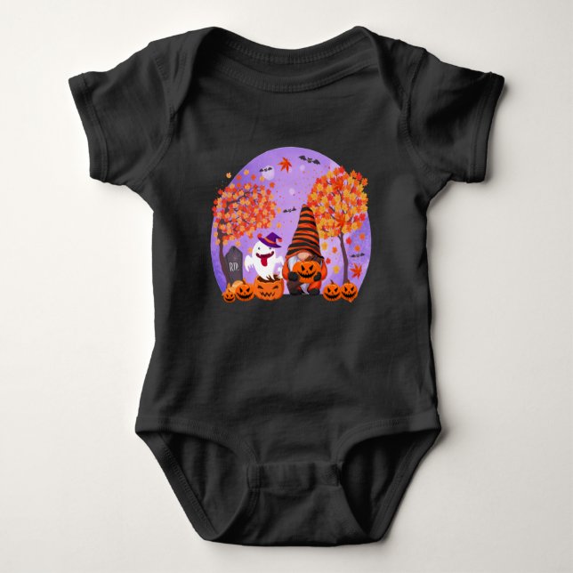 Niedliches Halloween-Gnome und Ghost-Baby-Bodysuit Baby Strampler (Vorderseite)