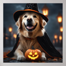 Niedliches Halloween Golden Retriever Herbst