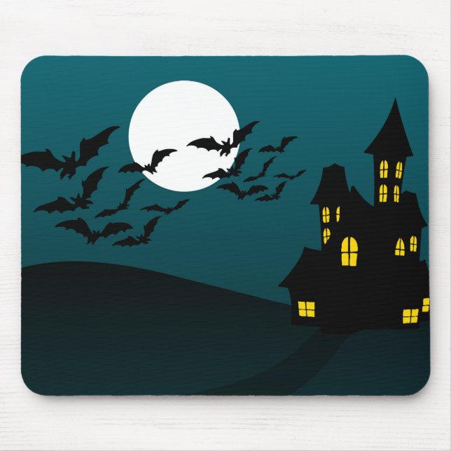 Niedliches Halloween-Haus mit Fledermäusen Mousepad (Vorne)