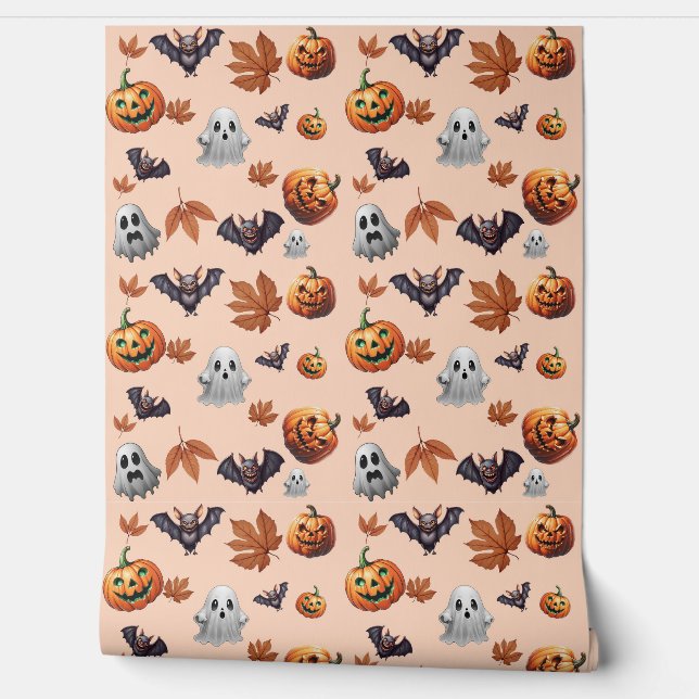 Niedliches Halloween-Herbstmuster Tapete (Abrollen)