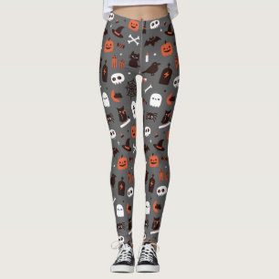 Niedliches Halloween Hexenkatze Ghost Pumpkin Leggings
