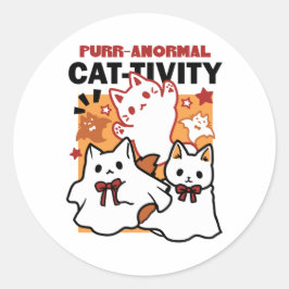 Niedliches Halloween-Katzen-Design im puranormalen Runder Aufkleber