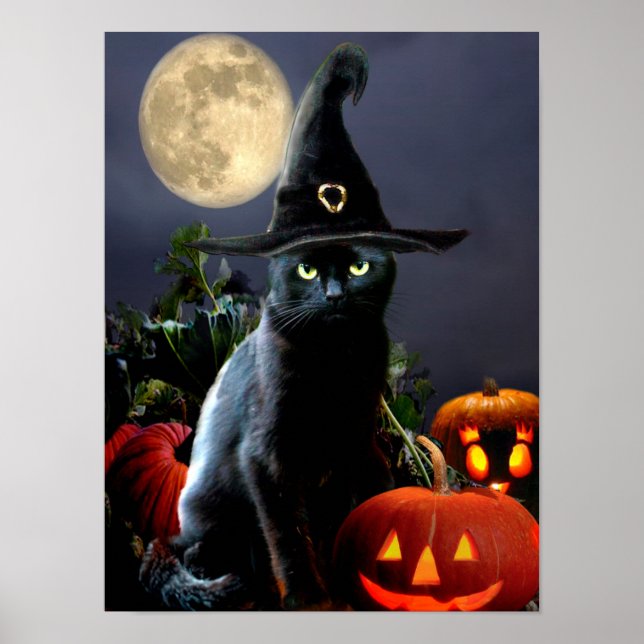 Niedliches Halloween-Katzenposter Poster (Vorne)