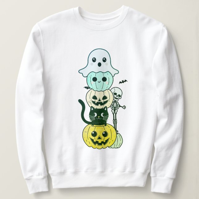 Niedliches Halloween Kawaii Character Stack Sweats Sweatshirt (Design vorne)